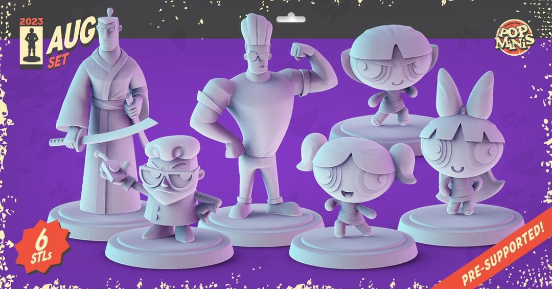 90s Cartoons Inspired Popmini Set - 32mm Scale Miniatures - Popminis - Etsy