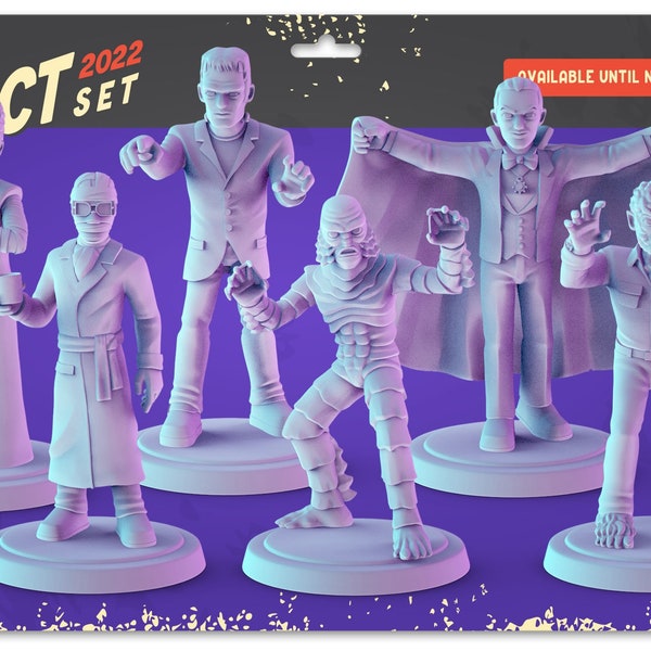 Classic Movie Monster Inspired Popmini Set - 32mm scale miniatures - Popminis