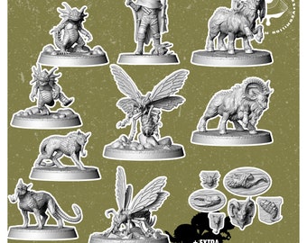 Wild Wasteland Bundle -  Post Apocalyptic Inspired - Miniature Set - Resin 3D Printed - Tabletop Games