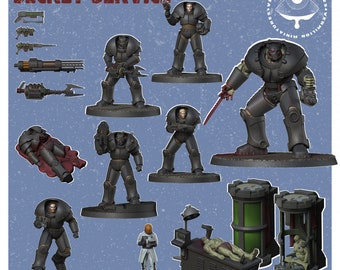 Secret Service Bundle -  Post Apocalyptic Inspired - Miniature Set - Resin 3D Printed - Tabletop Games