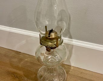 Clear Glass Kerosene Oil Lamp with Brass Burner