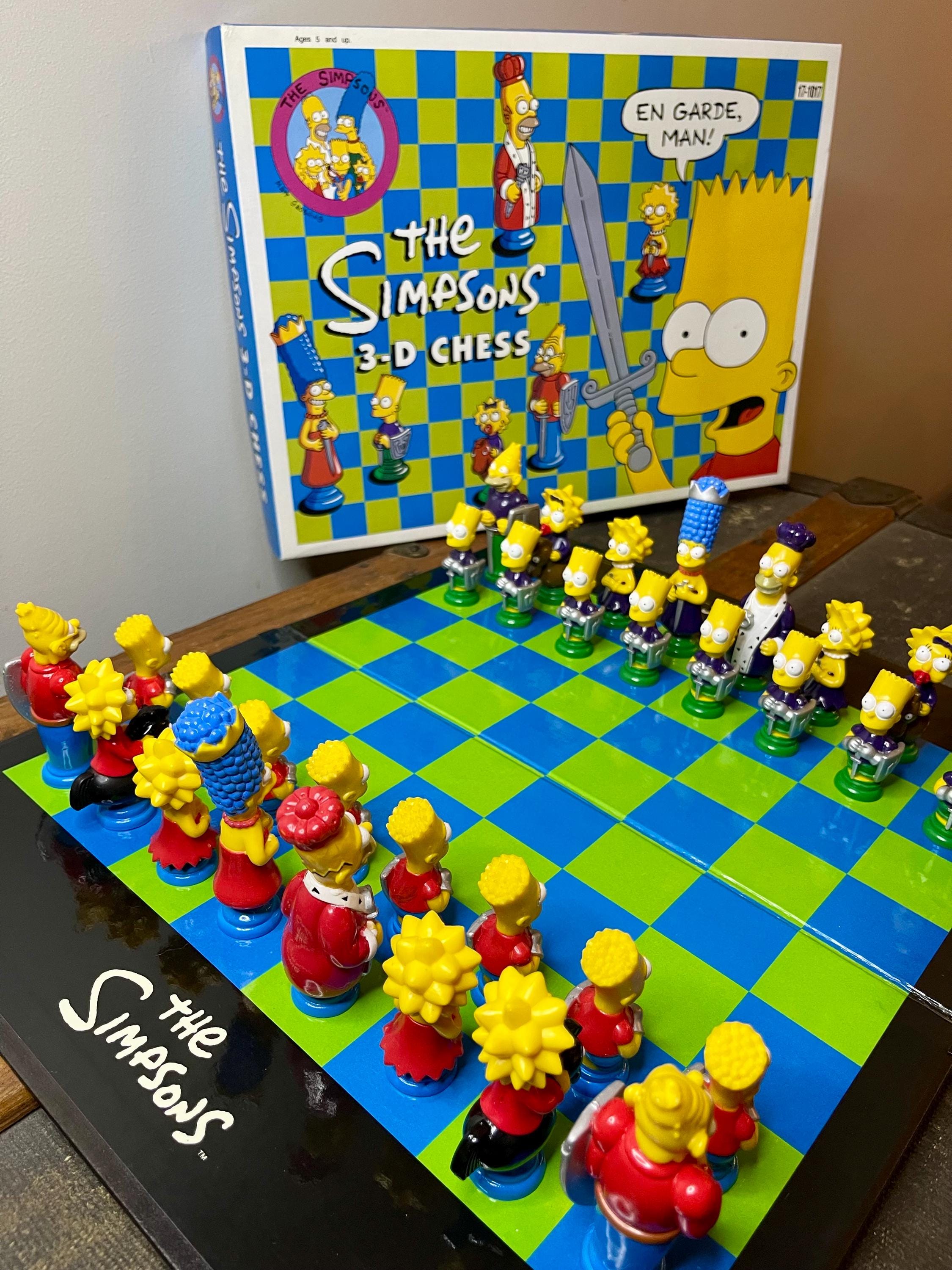 Vintage 1991 the Simpsons 3-D Chess Set – Complete With Board