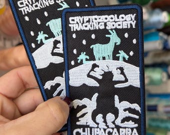 Chupacabra embroidered patch. 11cm. Crytozoology. To sew or iron on. Price per unit.