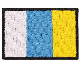 "Flag of the Canary Islands" embroidered patch. Custom design. Sew-on or iron-on. Various designs to choose from.