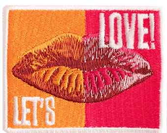 "Let's Love" musical embroidered patch. Custom design. 7cm x 5.5cm. Sew-on or iron-on.