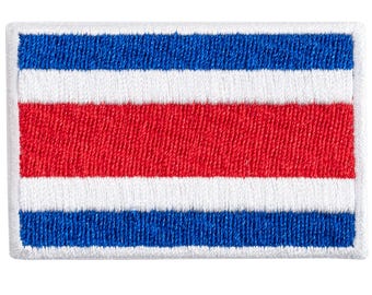 Costa Rican flag embroidered patch. Sew or iron on. Various designs and sizes to choose from.
