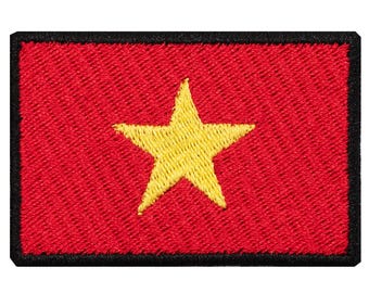 Vietnam flag embroidered patch. Sew or iron on. Various designs and sizes to choose from.