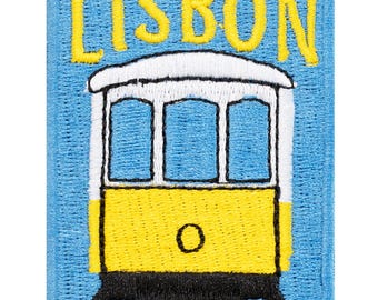 Lisbon embroidered patch, a souvenir from a trip to Portugal. Custom design. Sew-on or iron-on.