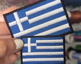 "Flag of Greece" embroidered patch, for sewing or ironing.