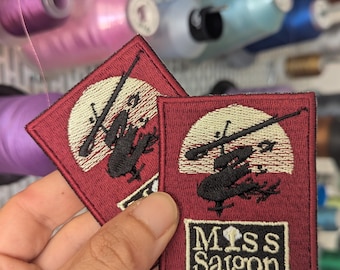 Miss Saigon musical embroidered patch. Broadway. Custom design. 7cm x 5.5cm. Sew-on or iron-on.