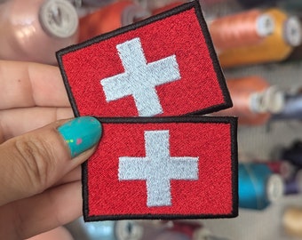 Embroidered patch "Flag of Switzerland".  to sew or iron. Own. Price by unit. 6cm x 4cm.