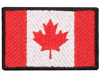 Canadian flag embroidered patch. Sew or iron on. Various designs to choose from.