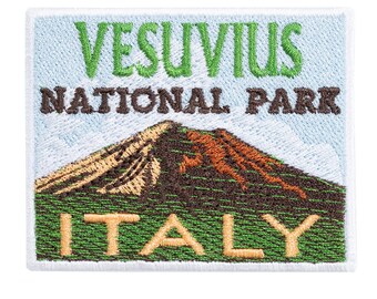 Embroidered patch Souvenir Vesuvio National Park. Italy. Naples. Own design. To sew or iron. 7cm x 5'5cm. Price per unit