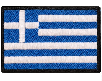 "Flag of Greece" embroidered patch. Sew or iron on. Various designs and colors to choose from.