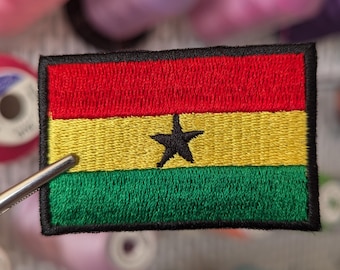 "Ghana Flag" embroidered patch. For sewing or ironing.
