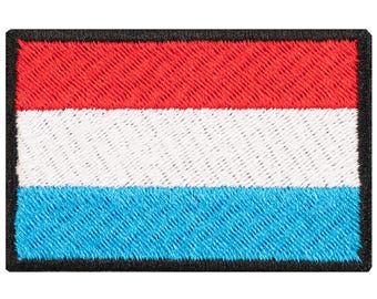 Luxembourg flag embroidered patch. Sew or iron on. Various designs to choose from.