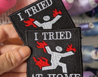 Patch brodé que j'ai essayé chez moi .à coudre ou à repasser.