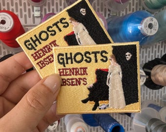 Ghosts, by Henrik Ibsen, embroidered patch. Sew-on or iron-on. Custom design.