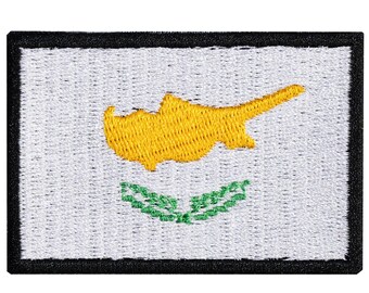 "Flag of Cyprus" embroidered patch. Iron-on or sew-on. Custom design. Various designs to choose from.