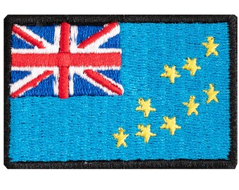 Tuvalu flag embroidered patch. Sew-on or iron-on. Custom design. Various designs to choose from.