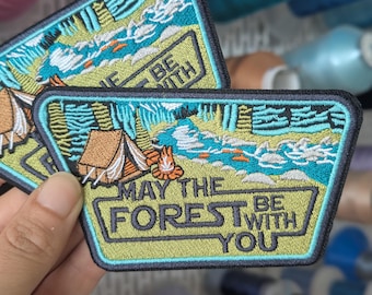 Forest embroidered patch. For sewing or ironing. 11cm x 6cm. Price per unit.