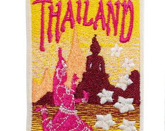 Embroidered patch Souvenir from Thailand. Bangkok. to sew or iron on. 7cm x 5'5cm. Own design. Price per unit.