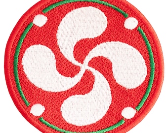 Portugal "Lauburu" embroidered patch. Sew-on or iron-on. 7.5 cm. Price per unit. Various colors to choose from.