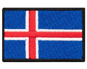 "ICELAND Flag" embroidered patch, for sewing or ironing.