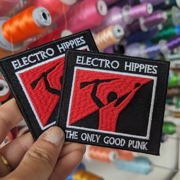 Gestickter Aufnäher der Electro Hippies Punkband. Zum Nähen oder Bügeln.