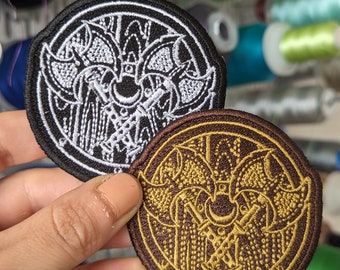 Viking Shield embroidered patch. To sew or iron on. Own design. Price per unit. 7cm.
