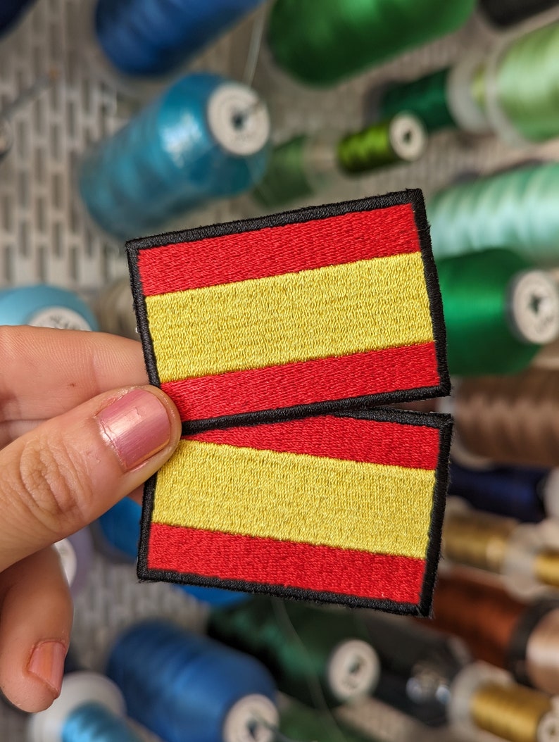 FULLY Embroidered flag of Spain Patch. to Sew or Iron On. Colors and