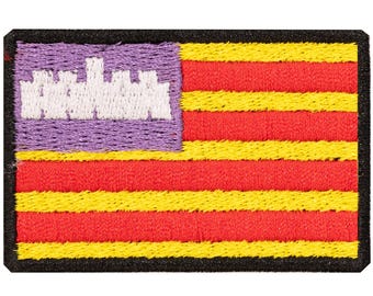 "Flag of the Balearic Islands" embroidered patch. Spain. Sew-on or iron-on. Choice of color and size. Custom design.