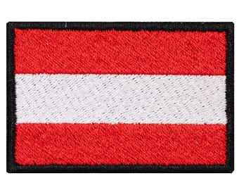 Austrian flag embroidered patch. Sew or iron on. Various designs to choose from.