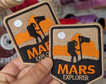 Mars Explorer embroidered patch. 8cm. With Velcro. Priced per unit. Perfect for backpacks.