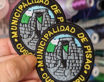 Embroidered patch souvenir from Cusco. Peru. Own design. To sew or iron on