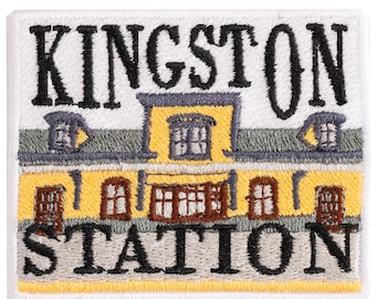 Kingston station embroidered patch. To sew or iron on. Own design. 7cm x 5'5cm.