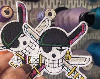 Patch brodé badge pirate Zoro One Piece. à coudre ou à repasser