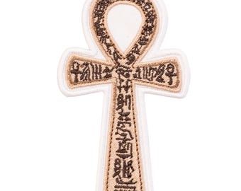 Embroidered Egypt travel souvenir patch. Egyptian cross. 10cm x 6cm. Custom design. Sew-on or iron-on.