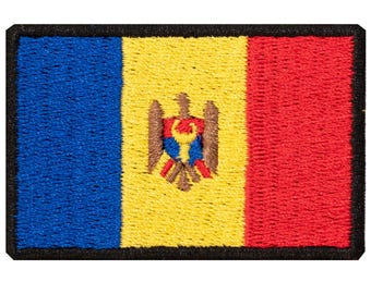 Moldova flag embroidered patch. Sew-on or iron-on. Various designs to choose from.
