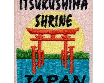 Embroidered patch "Trip to Itsukushima. Japan". To sew or iron on. 7cm x 5'5cm. Own design.