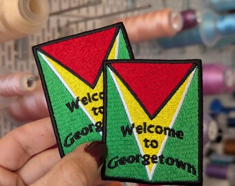 Georgetown, Guyana, embroidered patch. Sew-on or iron-on. 9 cm. Custom design. Price per unit.