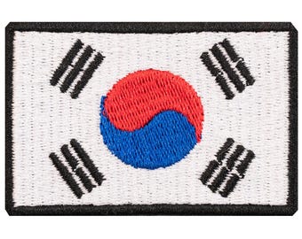 South Korean flag embroidered patch. Sew or iron on. Various designs to choose from.
