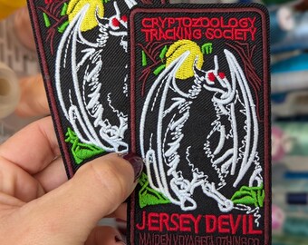 Jersey devil embroidered patch. 11cm. Crytozoology. To sew or iron. Price per unit.