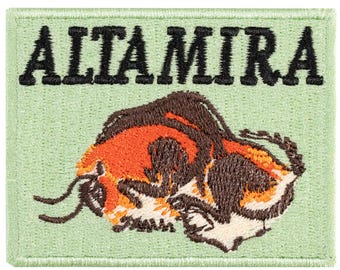 Altamira Caves embroidered patch. Cantabria, Spain. UNESCO World Heritage Site. Sew-on or iron-on. Custom design.