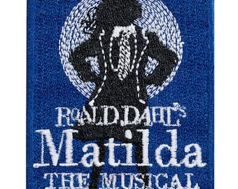 Roald Dahl's Broadway musical "Matilda" embroidered patch. Custom design. 7cm x 5.5cm. Iron-on or sew-on.