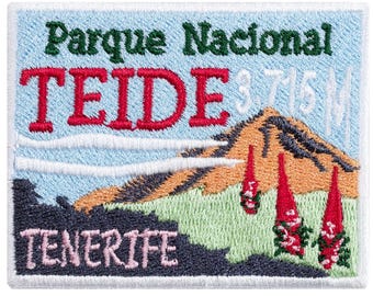 Embroidered patch. Teide National Park souvenir. Tenerife. Canary Islands. Spain. Own design. To sew or iron. 7cm x 5.5cm.