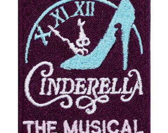 "Cinderella Musical" embroidered patch for sewing or ironing. 7cm x 5.5cm. Custom design.