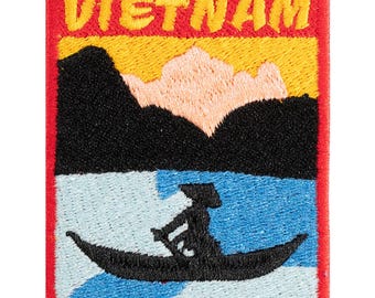 Embroidered patch, a souvenir from my trip to Vietnam. Iron-on or sew-on. 7cm x 5.5cm. Custom design.