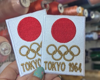 Tokyo Olympics 1964 embroidered patch. Vintage. To sew or iron on. Price per unit. Own design. 8'5cm