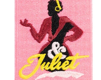 "& juliet" musical embroidered patch. To sew or iron on.